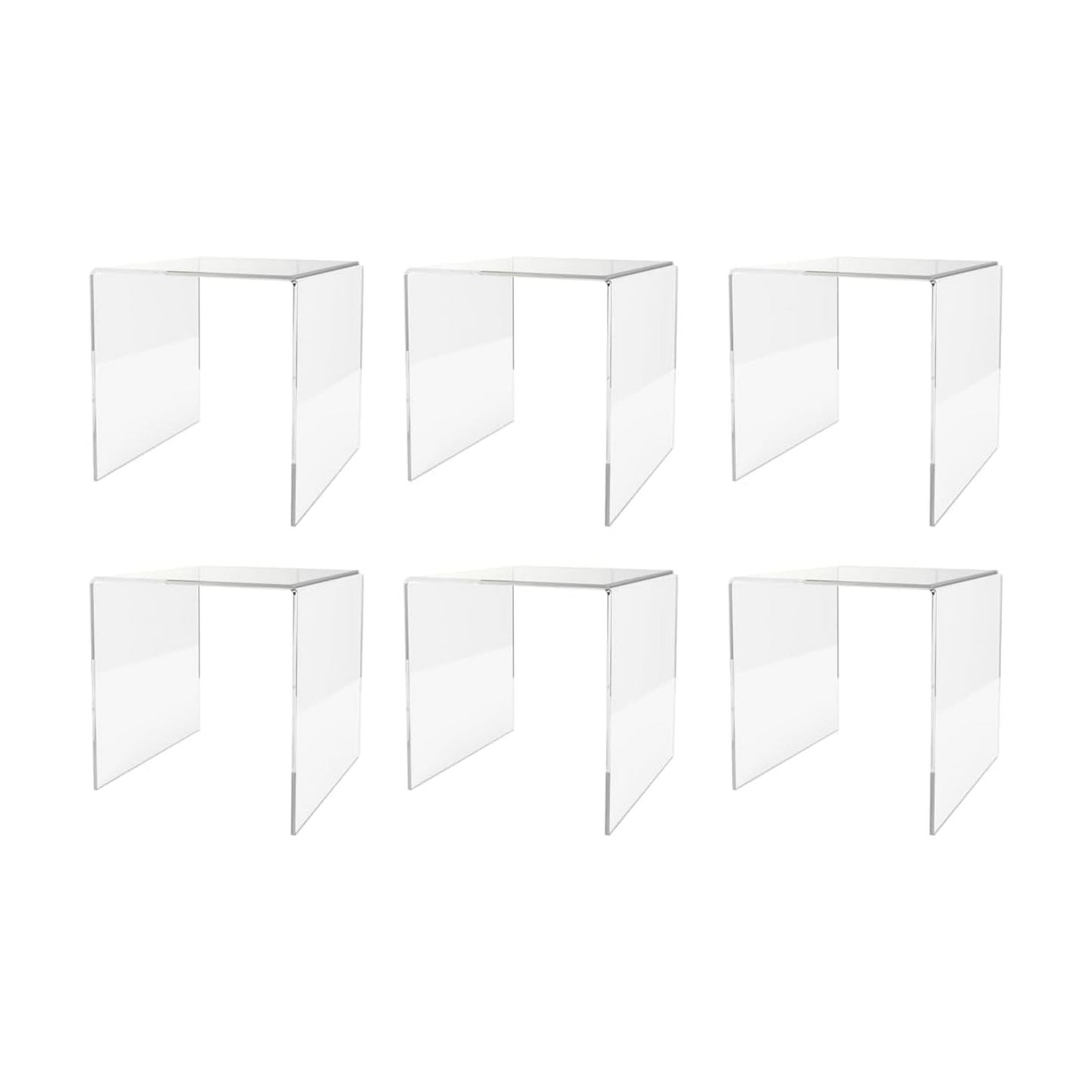 Marketing Holders 6 Pack Clear Acrylic Riser Display Stand 6” Reusable Square Platform Fixture POP Display for Retail