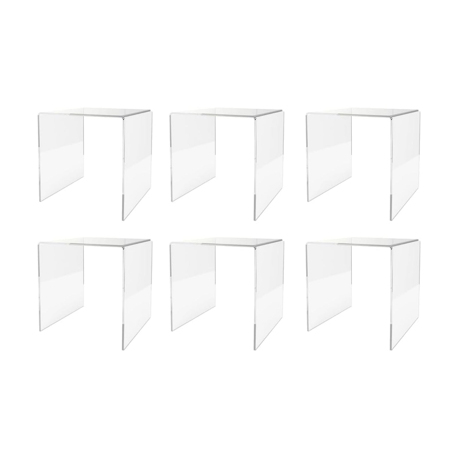 Marketing Holders 6 Pack Clear Acrylic Riser Display Stand 6” Reusable Square Platform Fixture POP Display for Retail