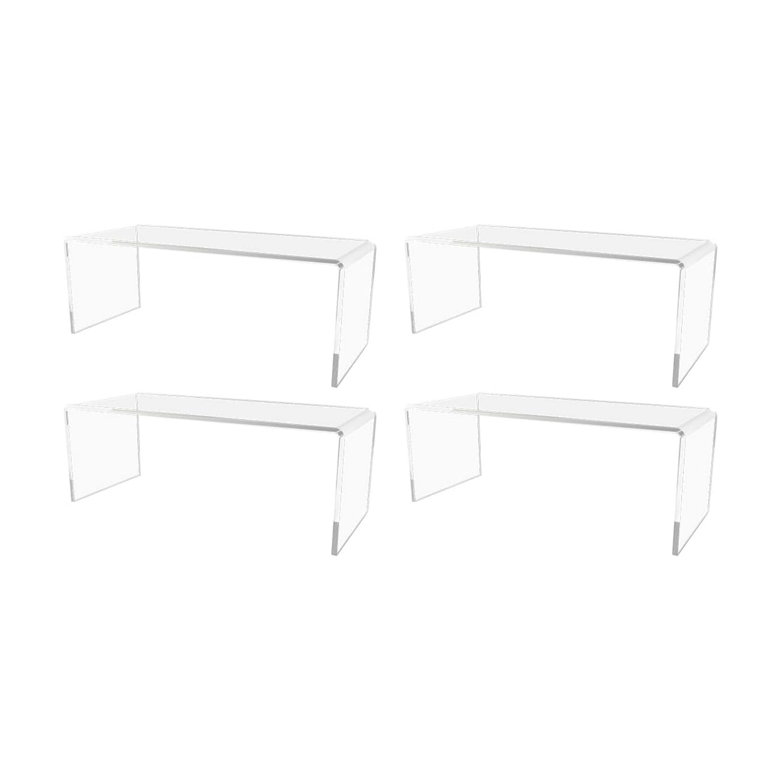 Marketing Holders 4 Pack Clear Acrylic Riser Display Stand 11 Wide x 4.5 Deep Merchandising Showcase One Piece Fixture