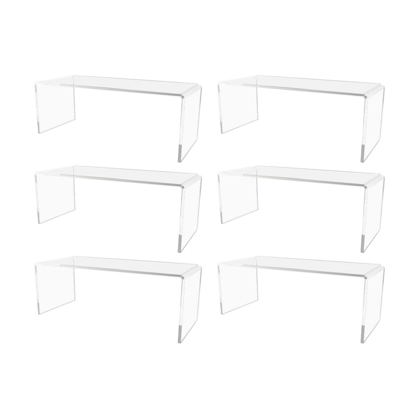 Marketing Holders 6 Pack Clear Acrylic Riser Display Stand 11 Wide x 4.5 Deep Merchandising Showcase One Piece Fixture