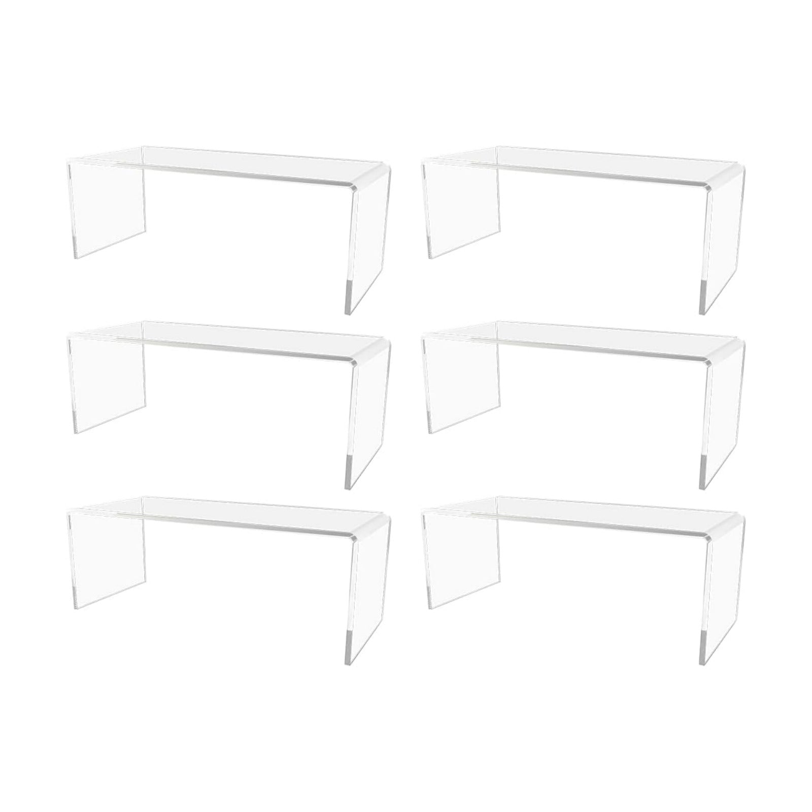 Marketing Holders 6 Pack Clear Acrylic Riser Display Stand 11 Wide x 4.5 Deep Merchandising Showcase One Piece Fixture