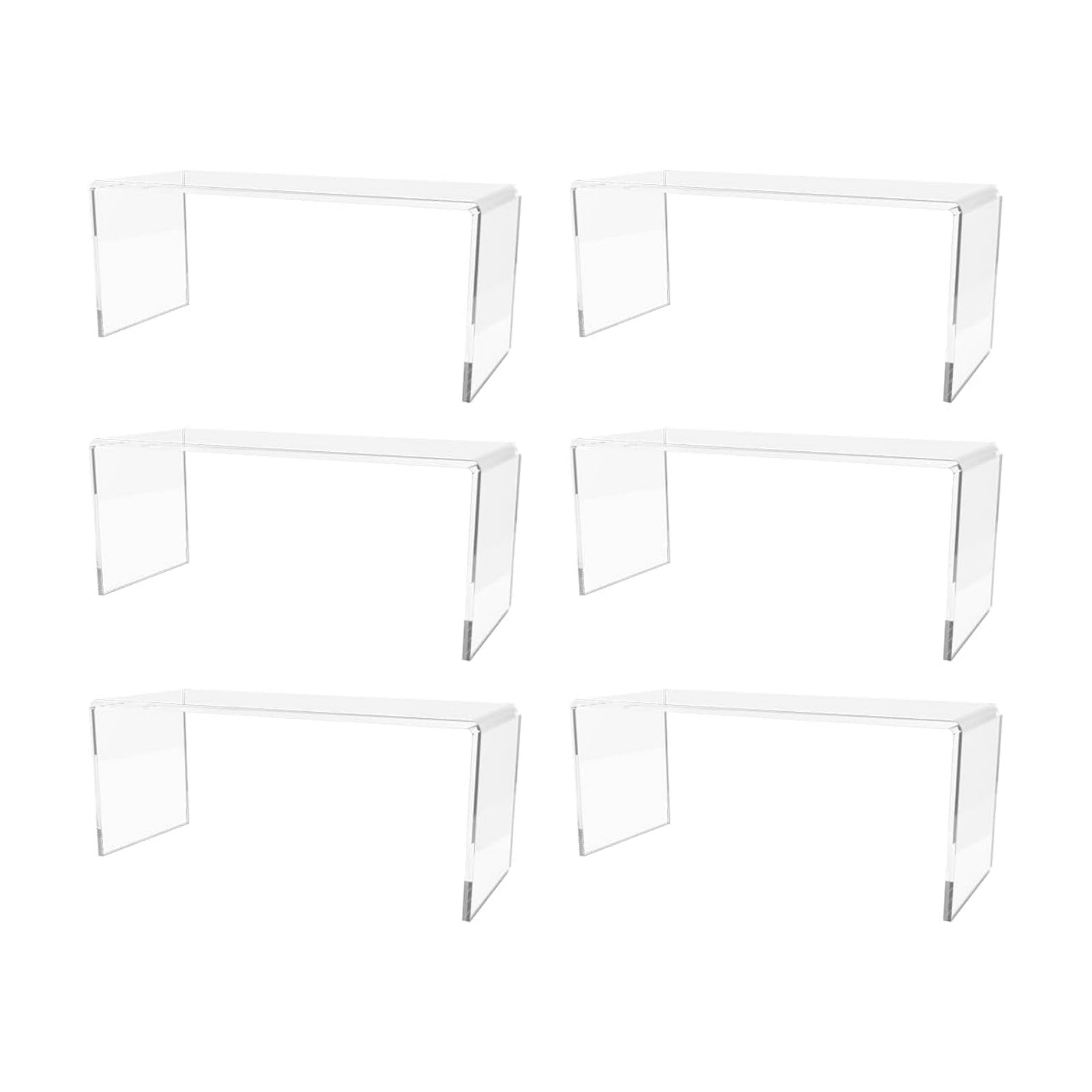 Marketing Holders 6 Pack Clear Acrylic Riser Display Stand 10 Inch Wide x 4 Inch Deep Merchandise Retail Showcase