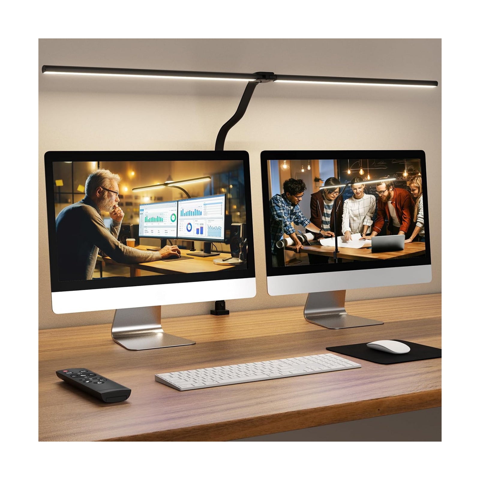 LED Desk Lamp for Home Office, 24W Computer Desk Light with Remote Control, Bright Table Lamp with Clamp Dimmable Tall
