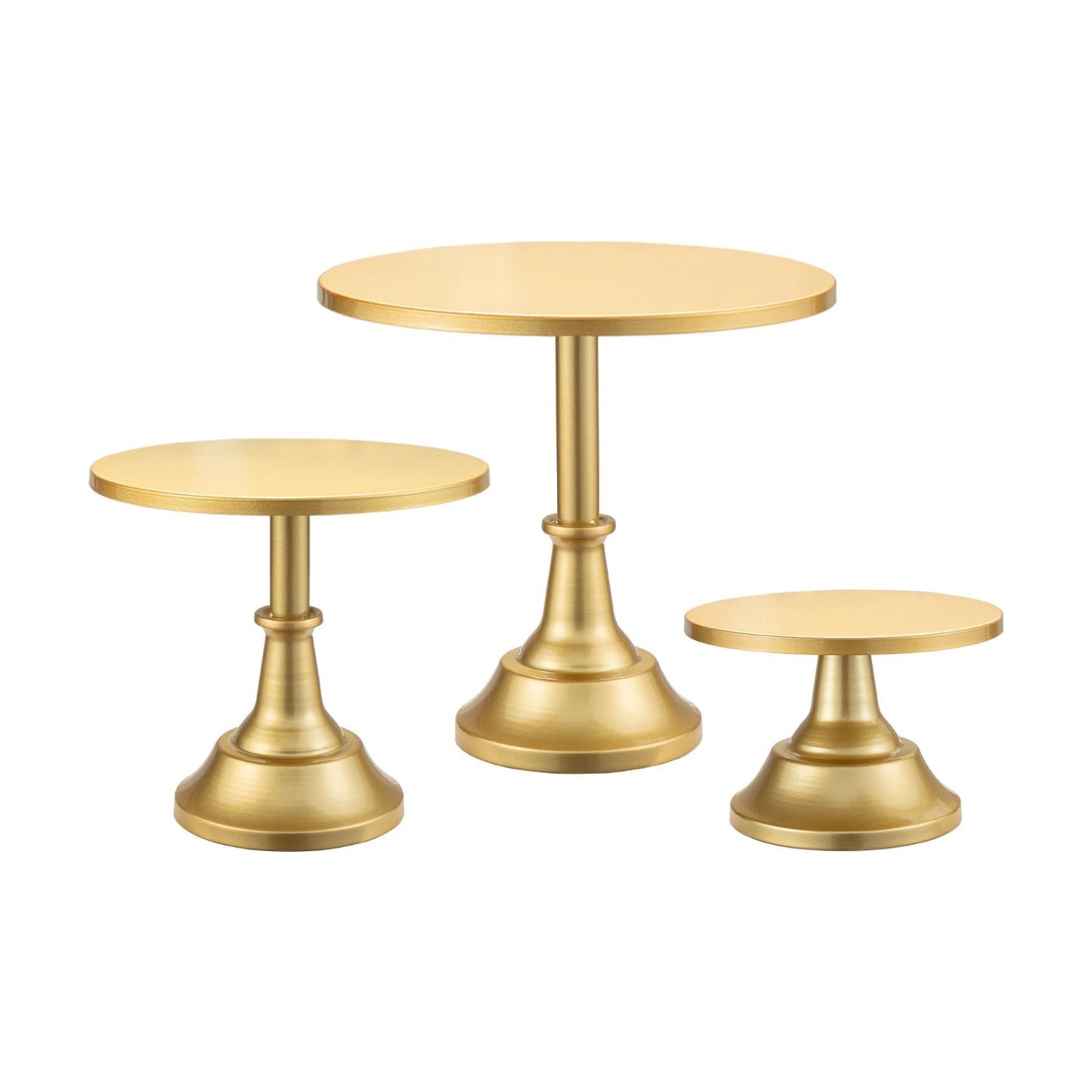 HBlife 3 PCS Gold Cake Stand Set (8"/10"/12" Cake Plate), Metal | Interchangeable Bases&Plates, Dessert Table Display