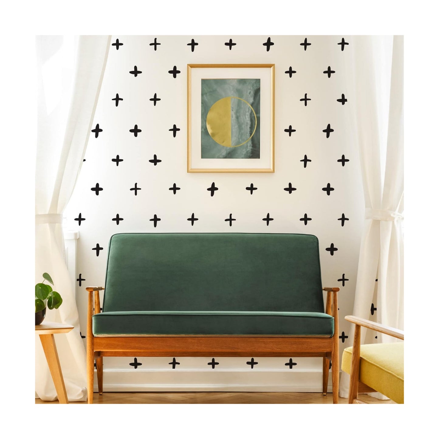 Peel and Stick Modern Boho Minimalist Geometric Abstract Wall Stickers / Plus Sign / Black