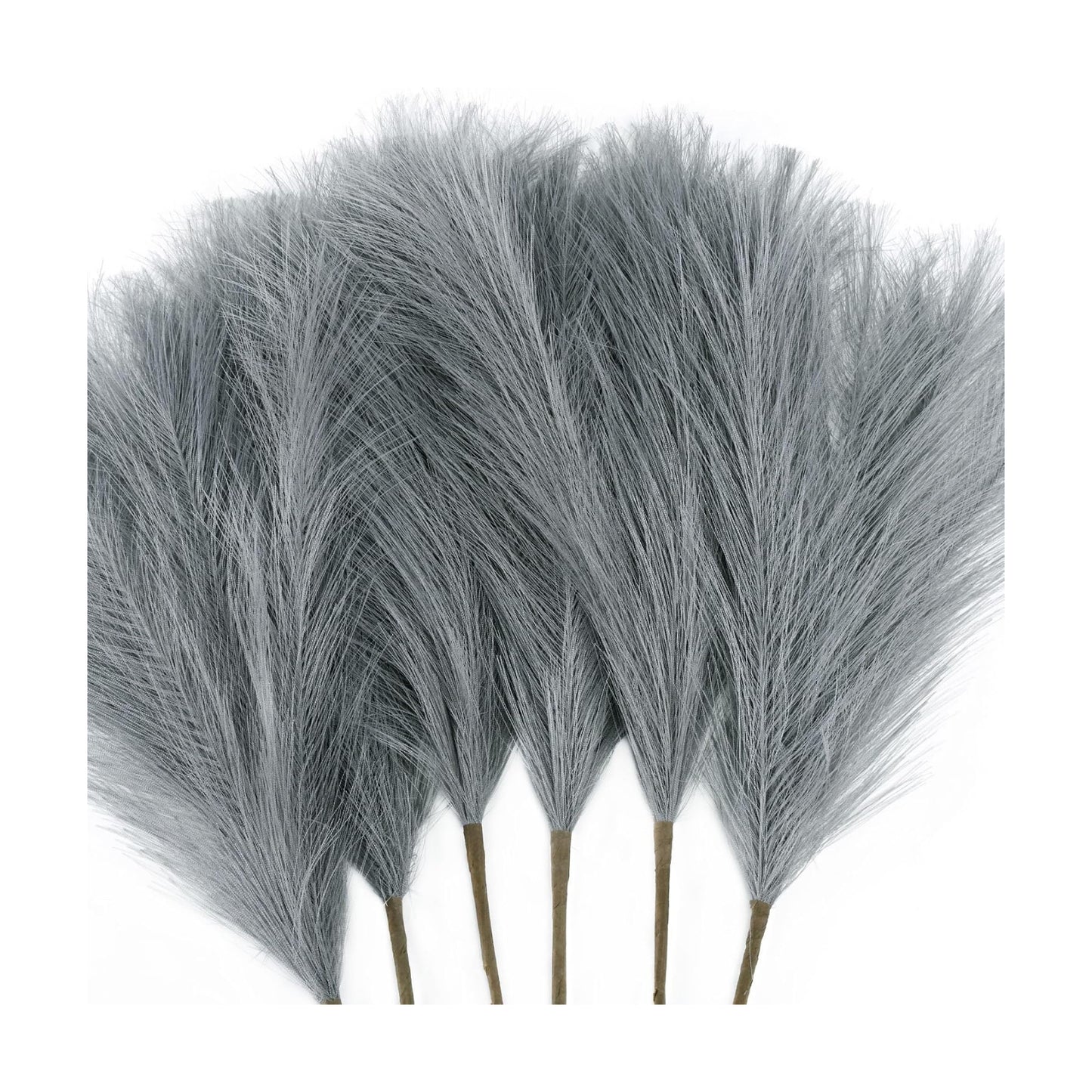 Faux Pampas Grass Arrangement / E2- Grey / Set of 6