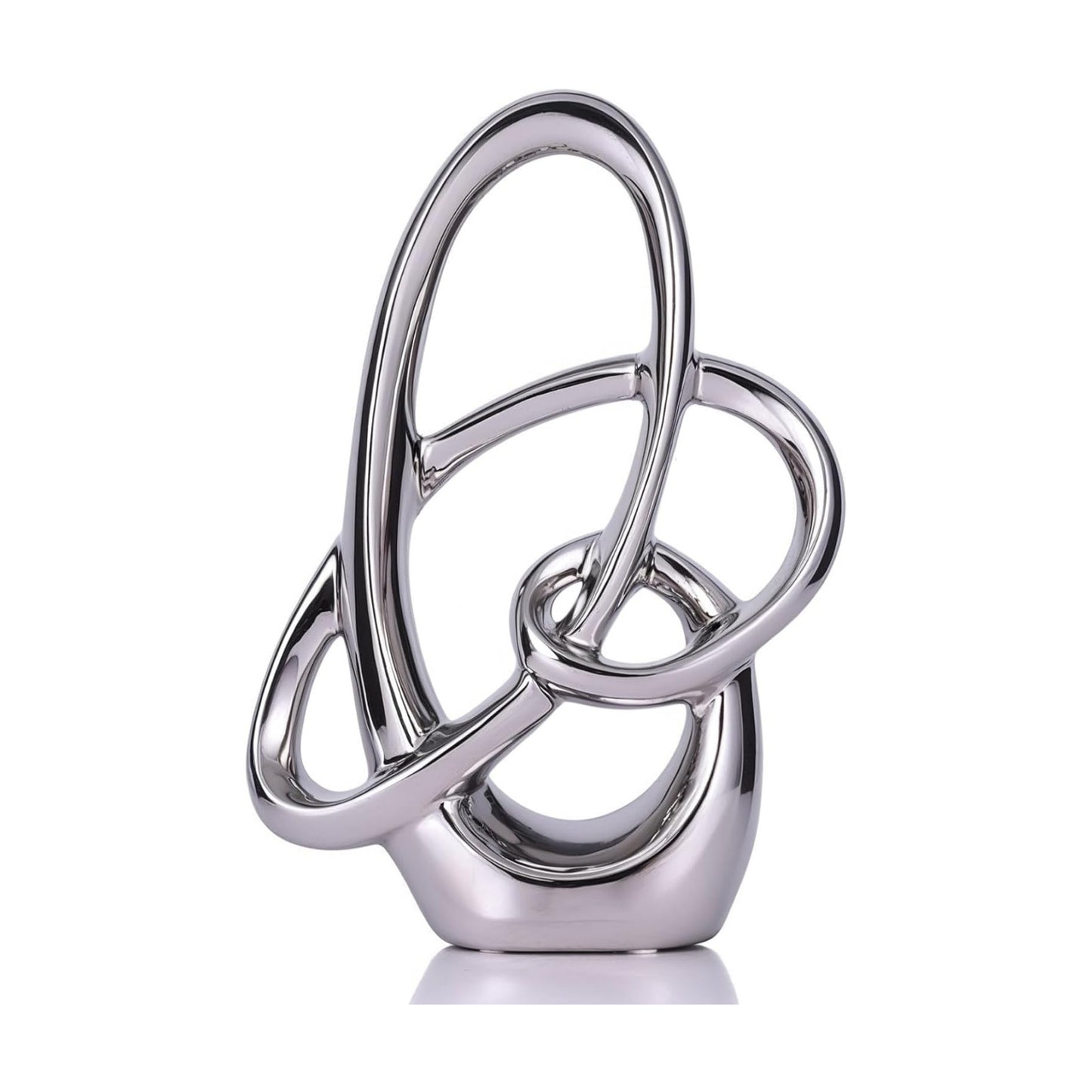 Ceramic Statue / Modern Abstract Art Figurine / Silver / Large / 11 Inch