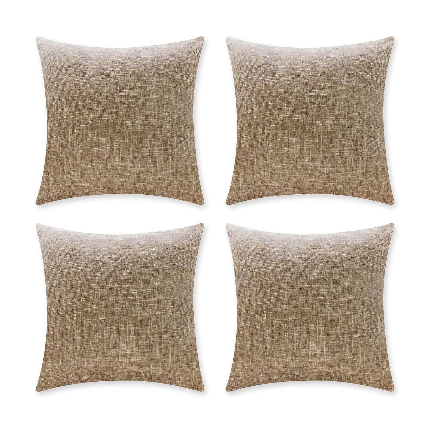 Linen Throw Pillow Covers Decorative Farmhouse Throw Pillow Cases / 18 x 18 / Burlap / Set of 4