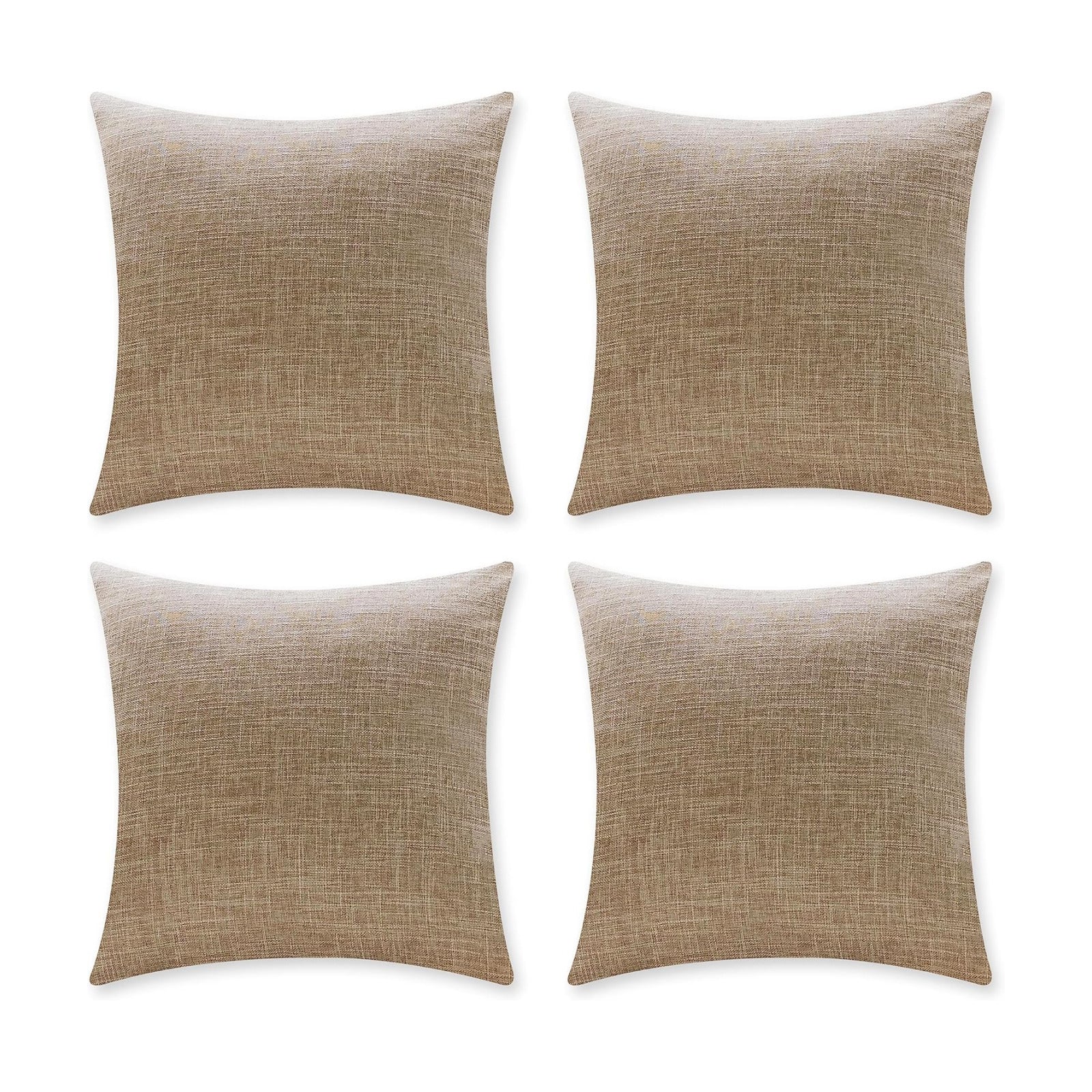 Linen Throw Pillow Covers Decorative Farmhouse Throw Pillow Cases / 18 x 18 / Burlap / Set of 4