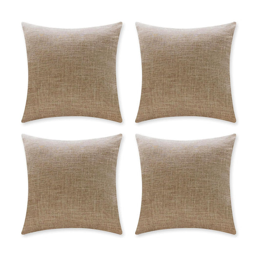 Linen Throw Pillow Covers Decorative Farmhouse Throw Pillow Cases / 18 x 18 / Burlap / Set of 4