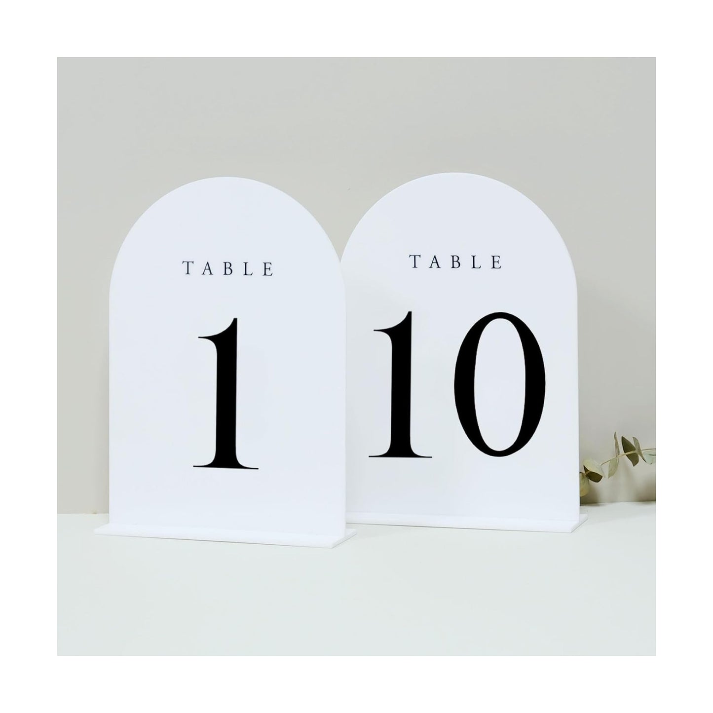 White Arch Table Numbers for Wedding, 10 Pack 5"x7" White Arch Acrylic Table Numbers 1-10 with stand, Perfect for