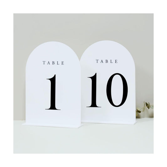 White Arch Table Numbers for Wedding, 10 Pack 5"x7" White Arch Acrylic Table Numbers 1-10 with stand, Perfect for
