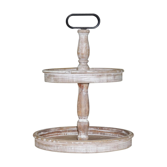 Two Tiered Tray Stand Rustic Decor Farmhouse 2 Tiered Tray Serving Tray Seasonal & / Brown / 15.7