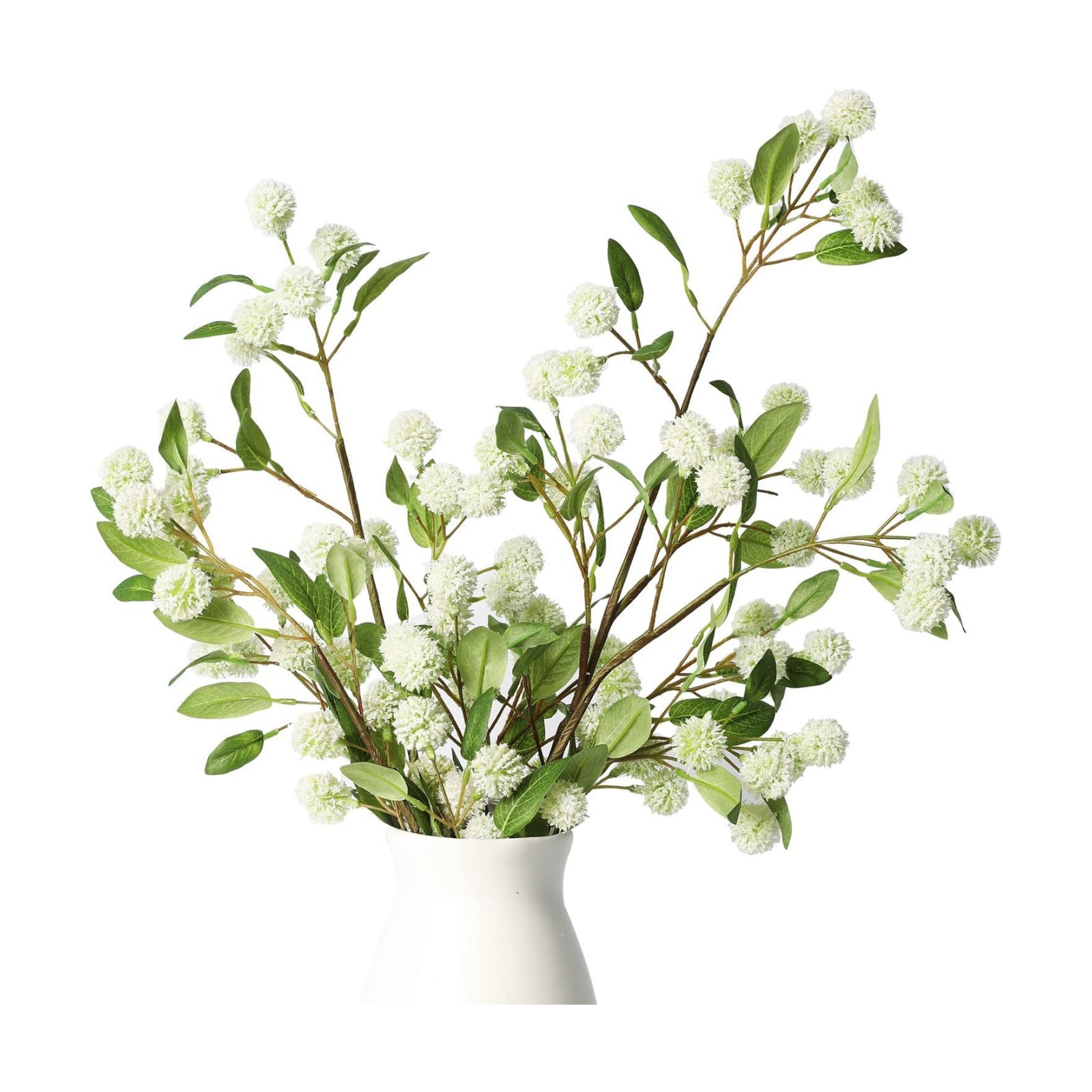 Artificial Plants / 35.4" Green Faux Branches for Vase / White Orchid Fruit / Set of 4
