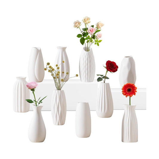 5'' Ceramic Bud Vases / 01 / White / Set of 10