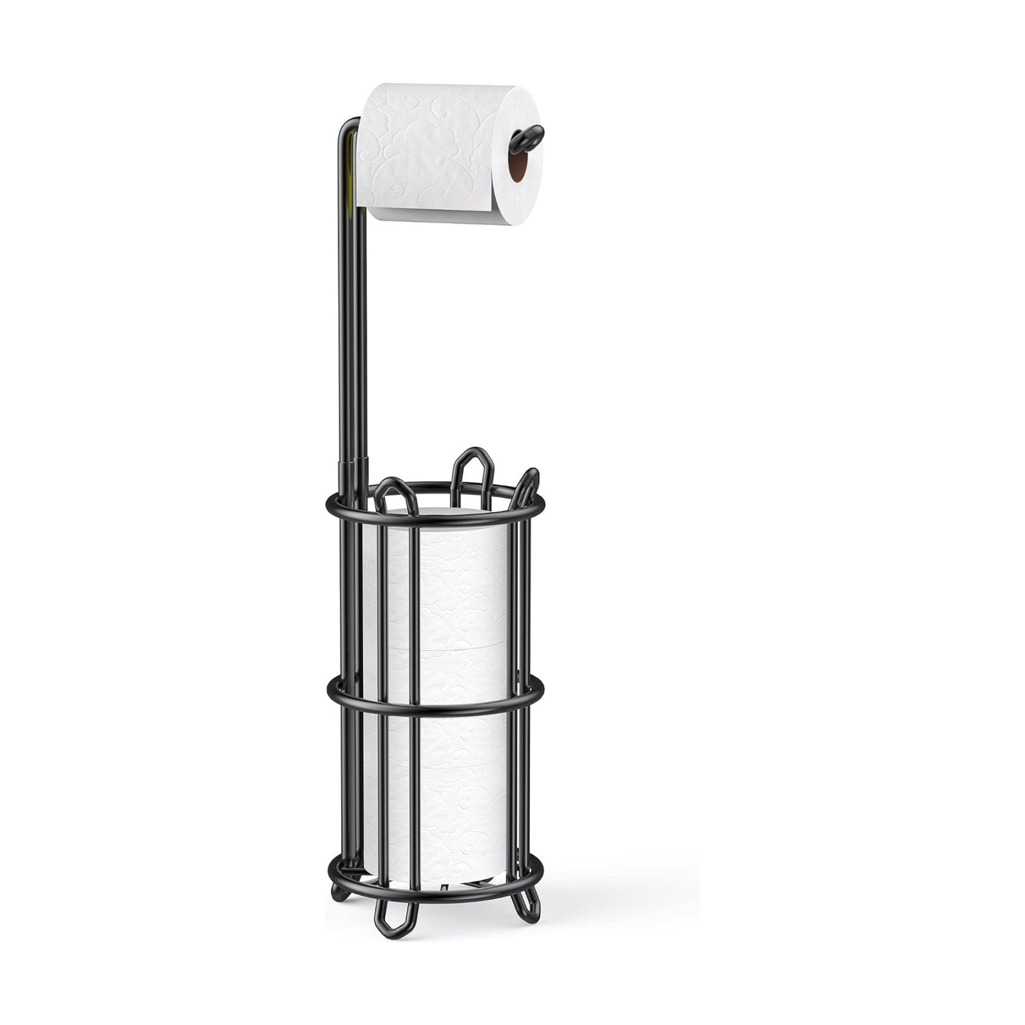 Meangood Toilet Paper Holder Stand and Tissue Paper Roll Dispenser for 4 Mega Rolls, Bathroom Free Standing Tissue Roll