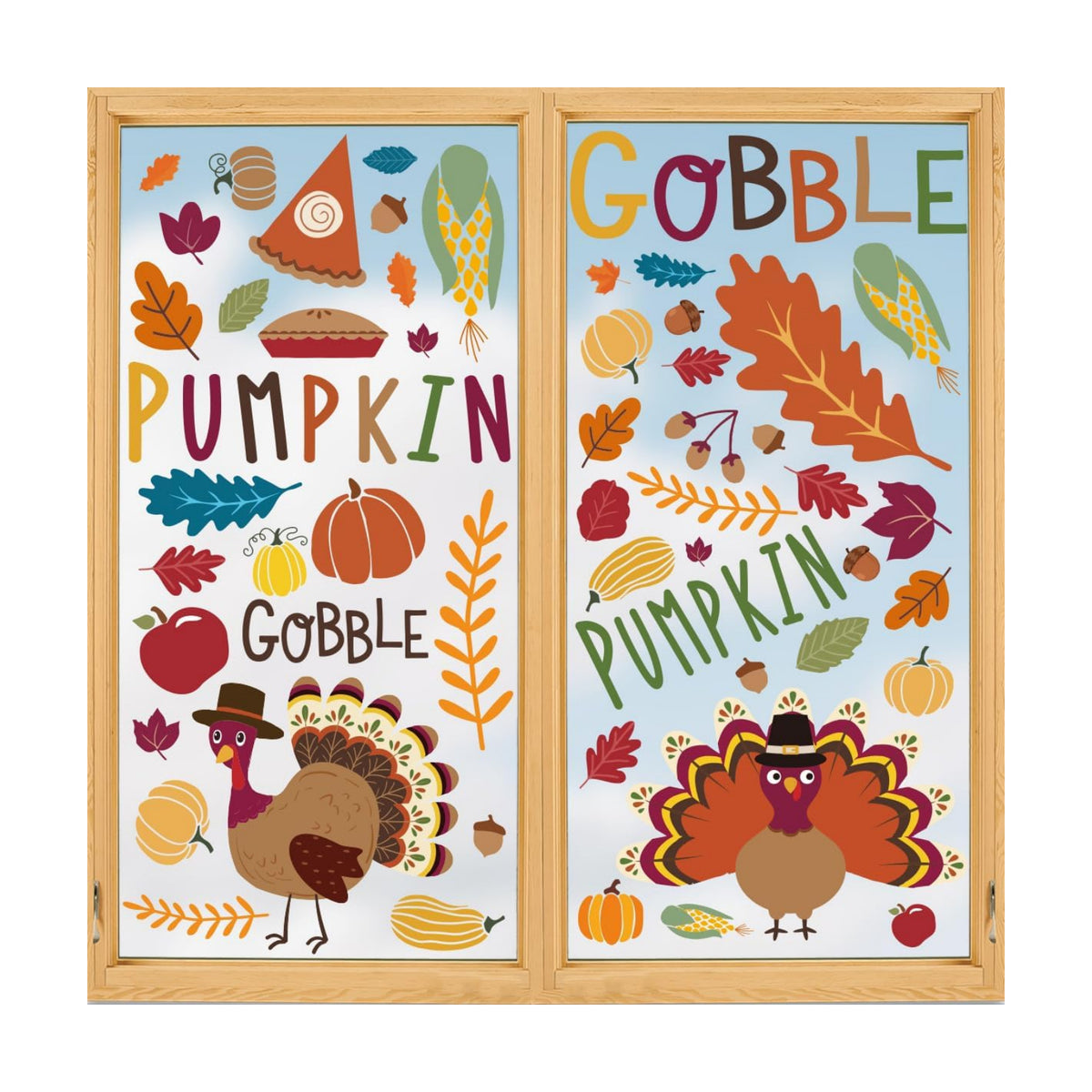 Horaldaily 71Pcs Fall Thanksgiving Window Clings, Thanksgiving Turkey