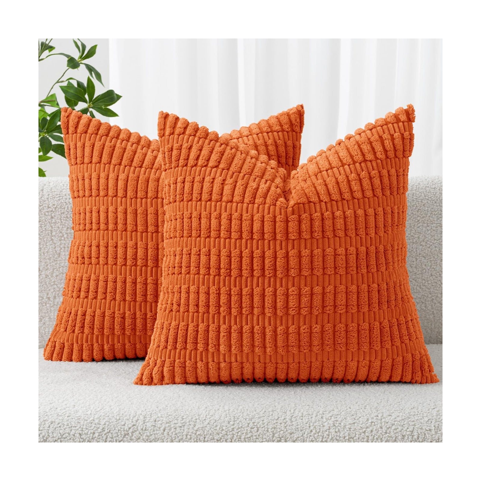 MIULEE Fall Corduroy Decorative Throw Pillow Covers 20x20 Orange Pack of 2