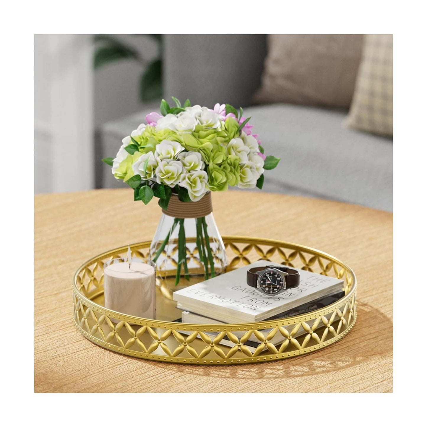 Bathroom Counter Vanity Tray / Floral-gold
