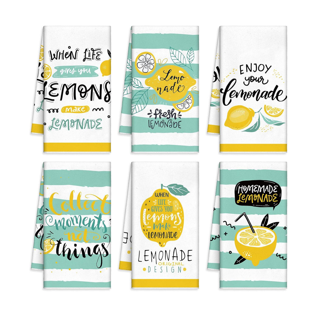 Redbaker 6 Pcs Lemon Kitchen Towels with Hanging Loop