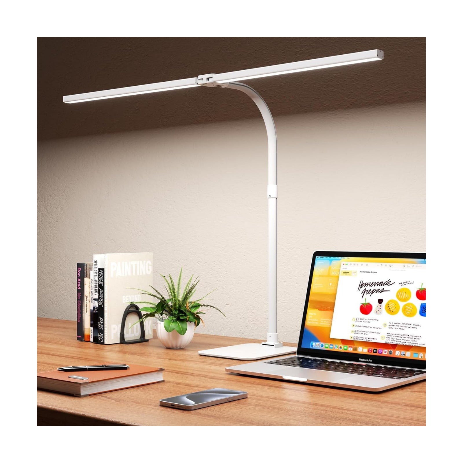 LED Desk Lamp Architect Task Light Dual Head Modern Flexible Gooseneck Tall | Dimmable Light for Home Office, 5 Color