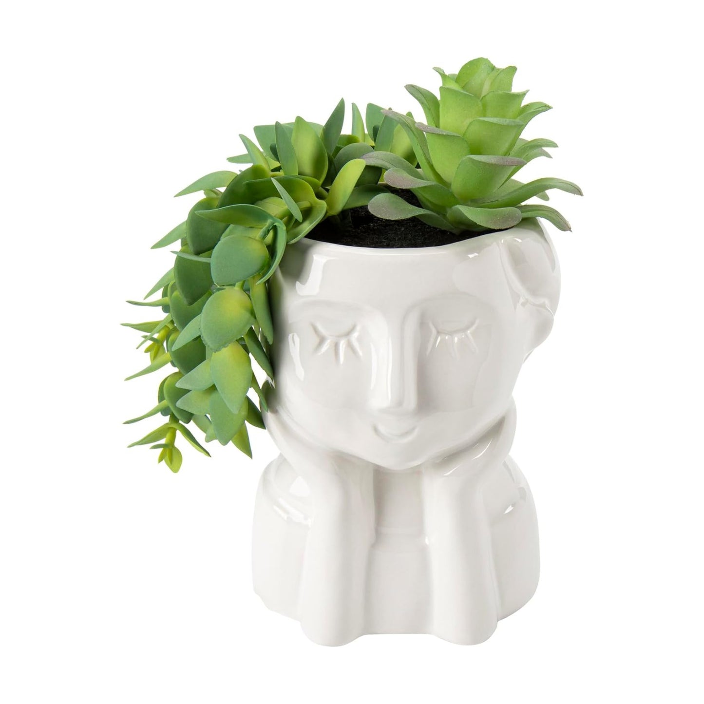 Fake Succulents Plants Artificial Succulents in Ceramic Pots Fake Potted Plants Faux Plants / Green