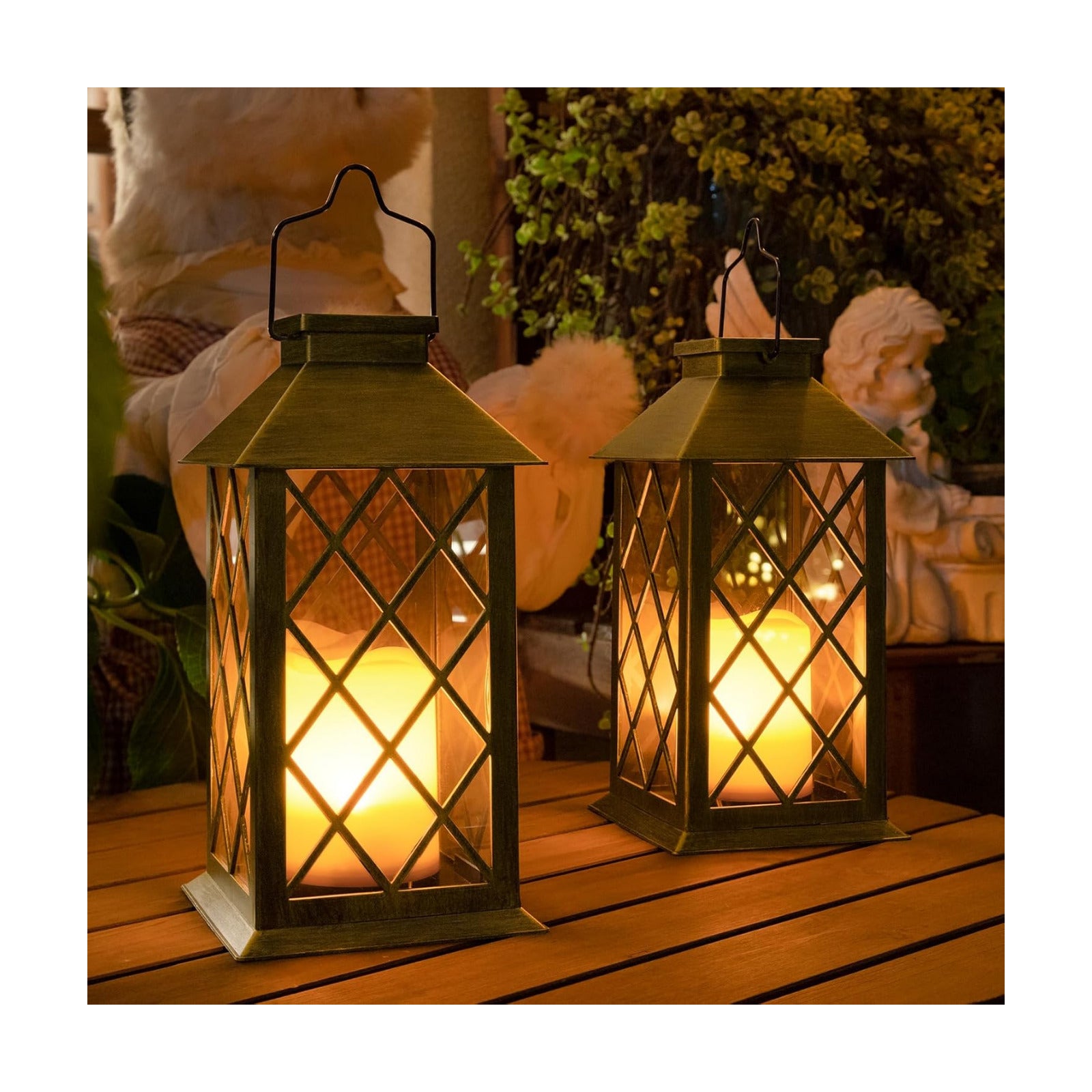 14" Solar Lanterns Outdoor Waterproof Garden Lanterns Flameless Candle Mission Lights for Table,Outdoor,Party Mothers
