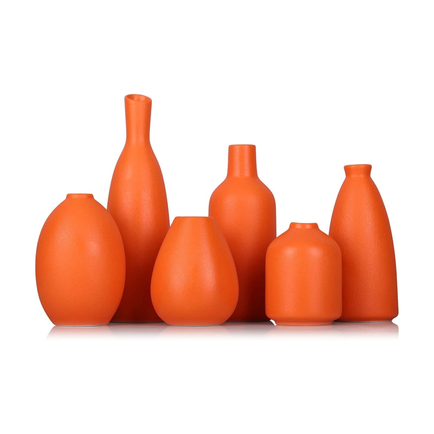 Orange Ceramic Bud Vases / Orange Set / Set of 6