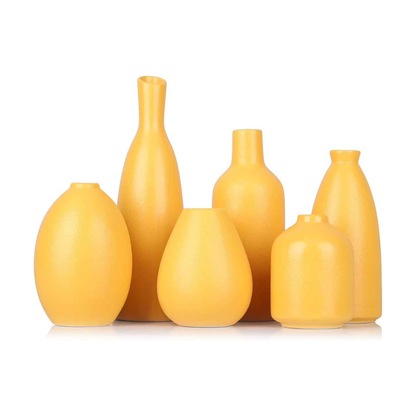 Yellow Ceramic Bud Vases / Yellow Set / Set of 6