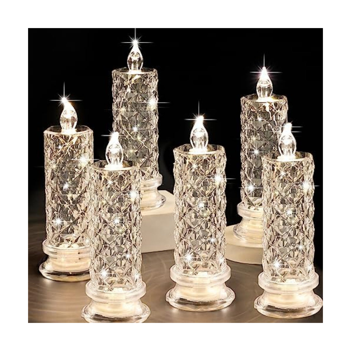 SupBri 6PCS Rose Halo LED Flameless Candles, Battery Operated Crystal Light