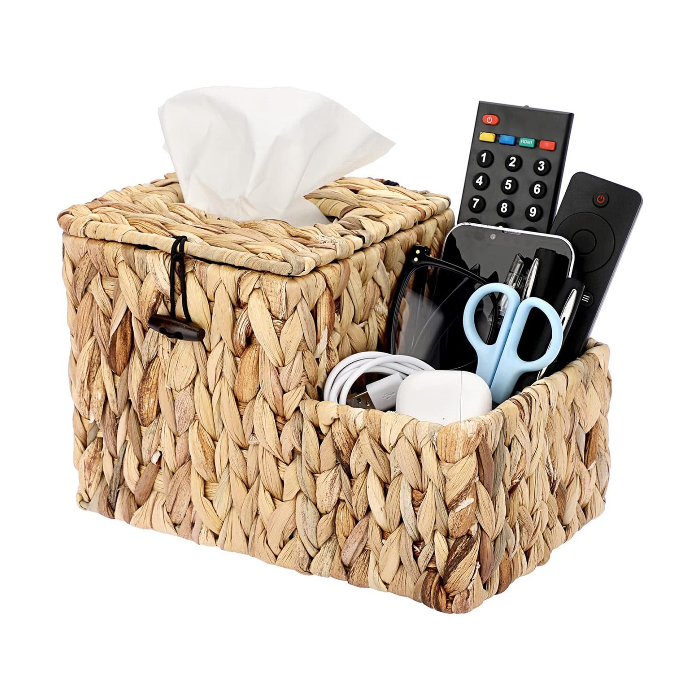 Square Woven Tissue Box Cover / Natural / Water Hyacinth