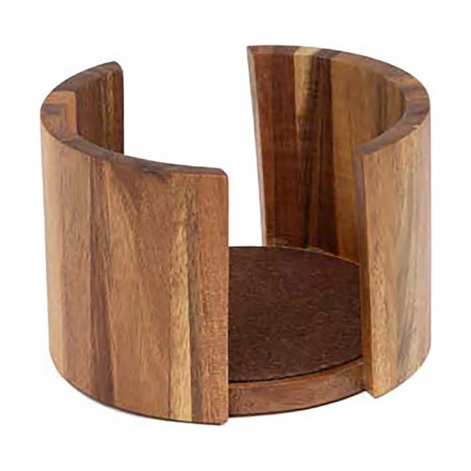 Acacia Wood Coaster Holder / Natural