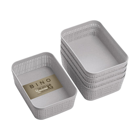 Woven Plastic Basket / Natural Grey / 5PK- XS / Set of 5