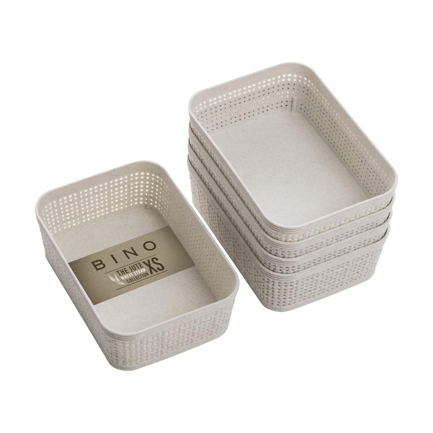 Woven Plastic Basket / Natural / 5PK- XS / Set of 5