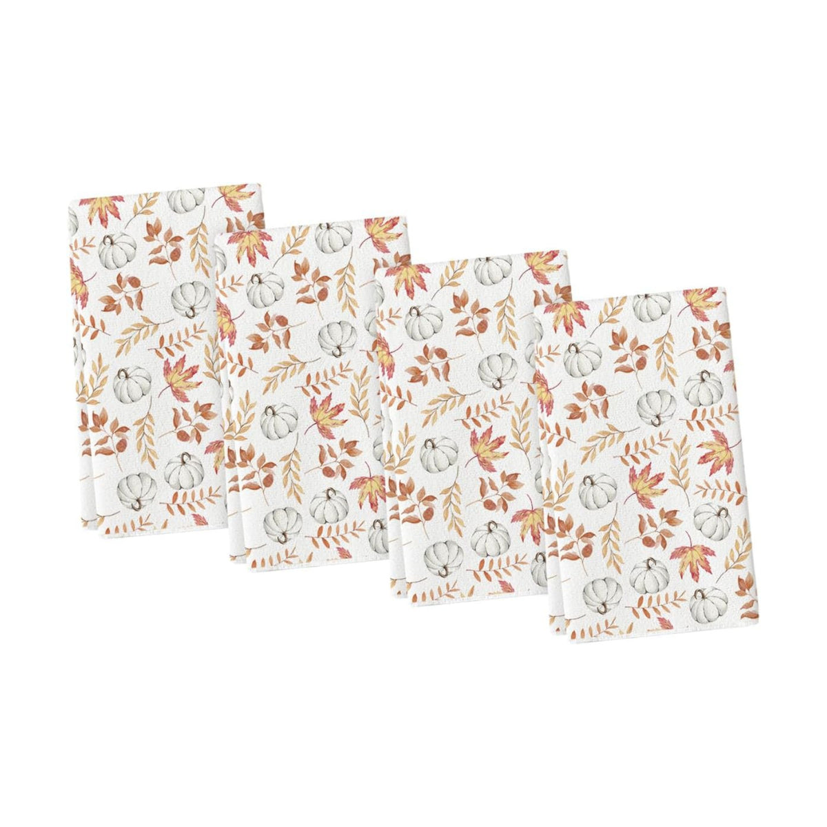 Artoid Mode Orange Leaves Pumpkins Fall Kitchen Towels Set of 4 18x26 Inch