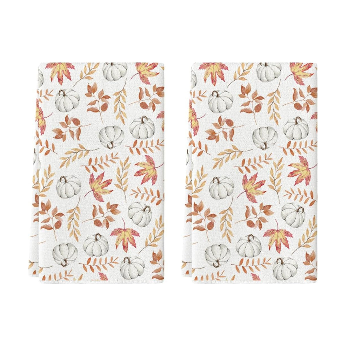 Artoid Mode Orange Leaves Fall Kitchen Towels Set of 2 18x26 Inch