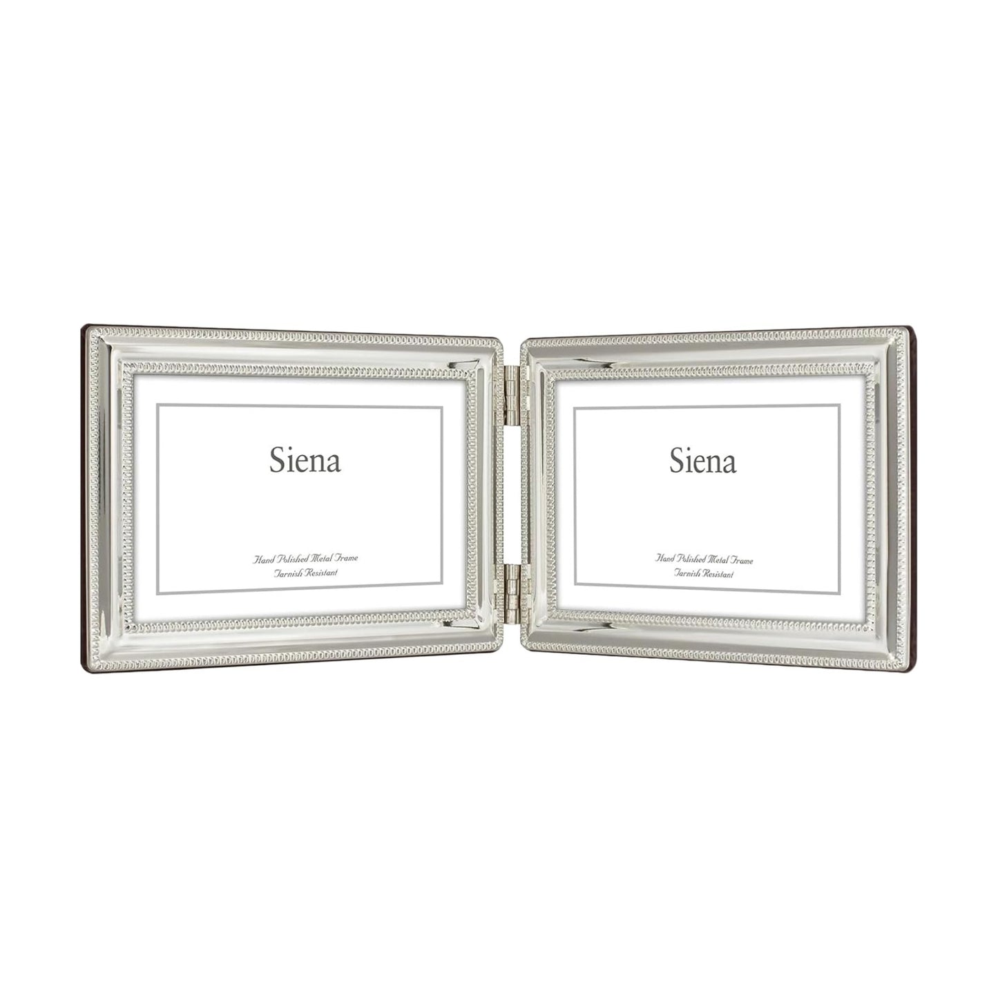 Siena Double Border Bead Silver Picture Frame, Tarnish Resistant Finish, Perfect Photo Frame for any End Table