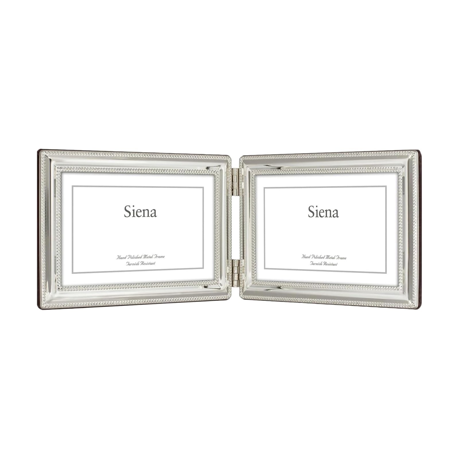 Siena Double Border Bead Silver Picture Frame, Tarnish Resistant Finish, Perfect Photo Frame for any End Table