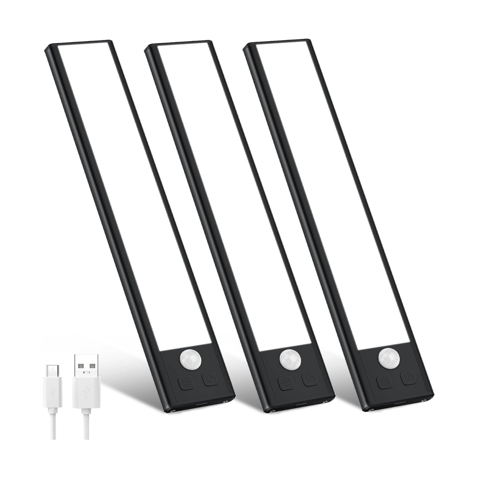 3 Pack Under Cabinet Lights, 32 LED Cold White Rechargeable Under Cabinet Lighting Motion Sensor LED Lights for