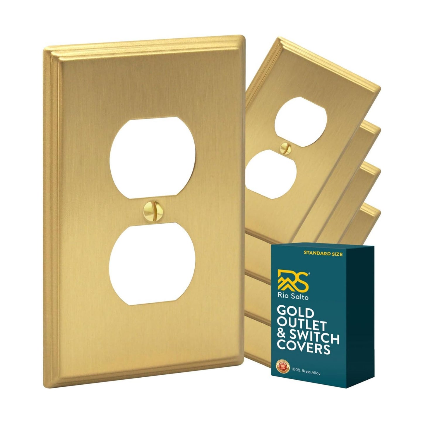 Rio Salto BRASS Gold Metal Outlet Cover or Decorative Light Switch Cover Wall Plate Single Duplex Receptacle Wallplate