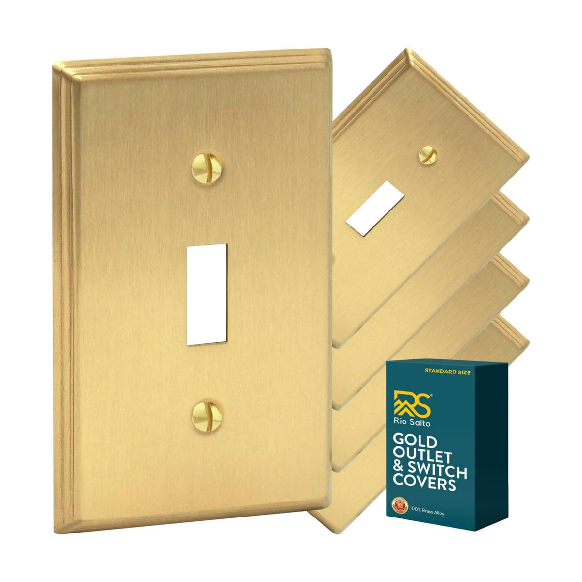 Rio Salto BRASS Deco Collection Gold 1-Gang Toggle Light Switch Plate 5 Pack Standard Size 4.5" x 2.75" Flip Switch