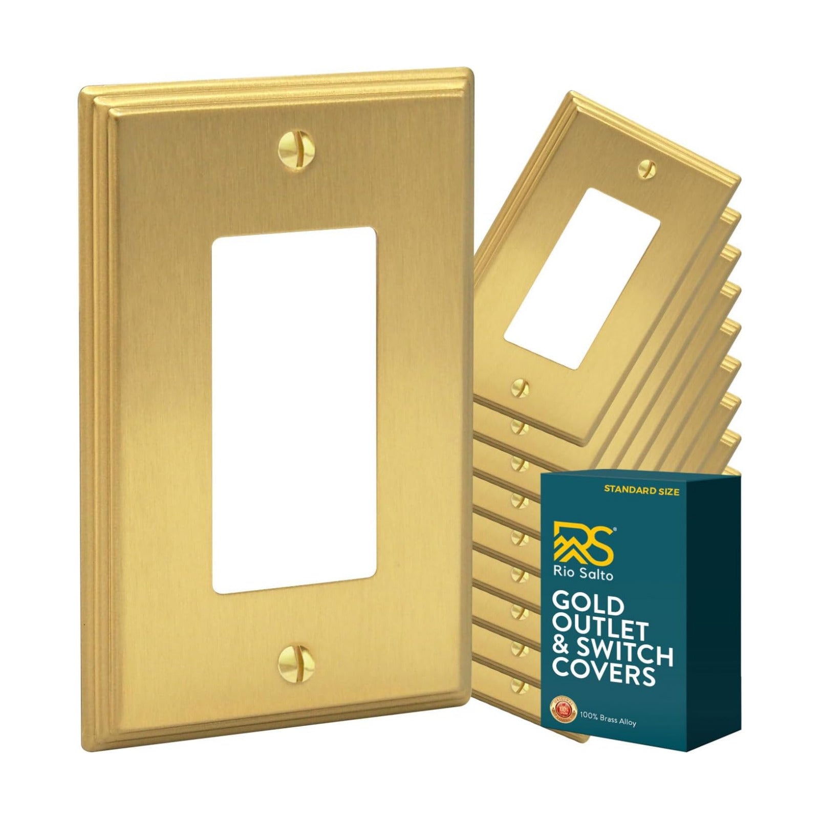 Rio Salto BRASS Gold Light Switch Covers Plates Outlet Covers Rocker Switch Plates Brushed Gold 10 Pack Decorative