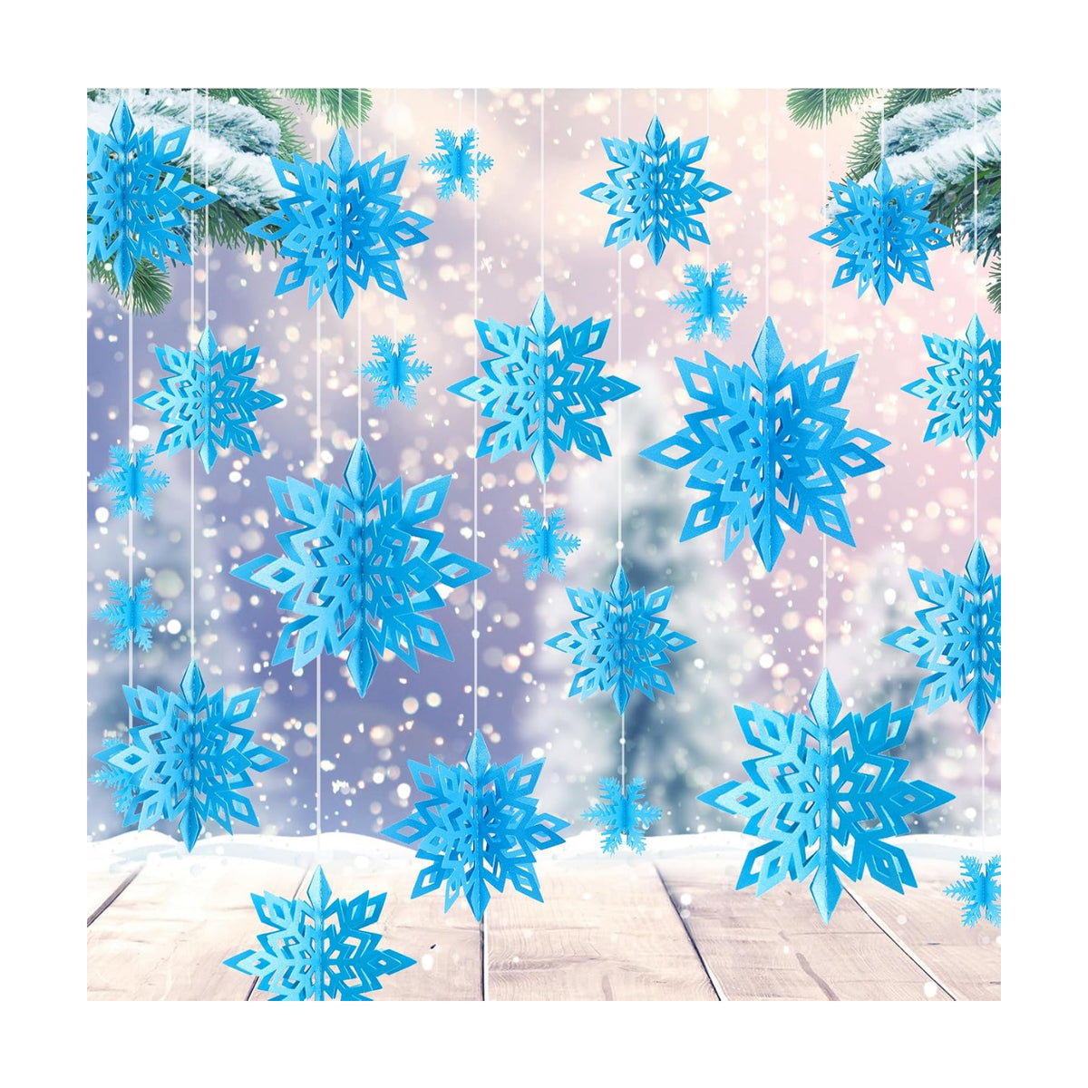 24PCS Hanging Snowflake Decorations Winter Wonderland Party Supplies
