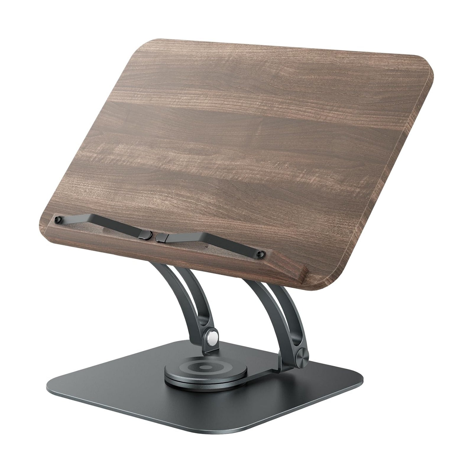 Tounee Book Stand for Reading, Adjustable Book Holder with 360° Swivel Base, Foldable Cookbook Stand Recipe Book Holder