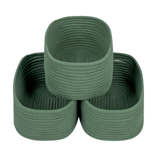 Woven Basket for Organizing/Storage / Green / Small Basket / Set of 3