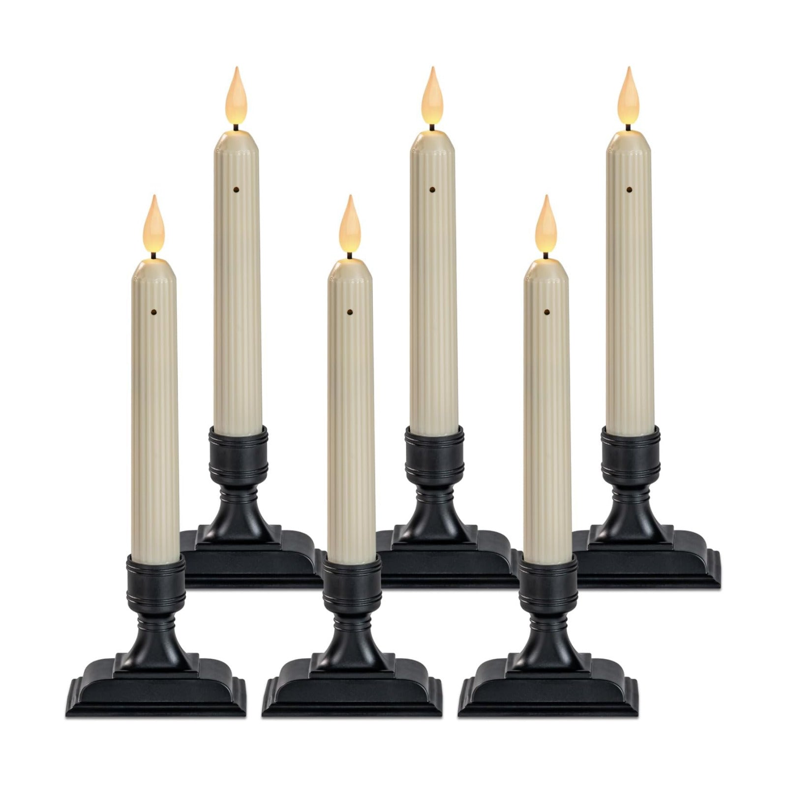 Homemory 6 Pcs Window Candles with Sensor Dusk to Dawn, Ivory Electric Window Candle Flickering, Christmas Fake Candles