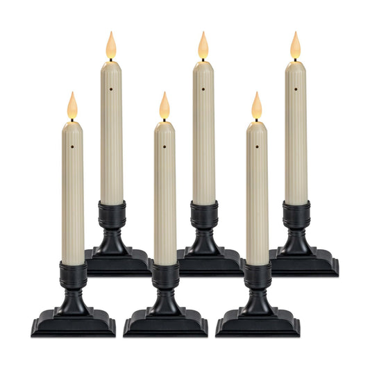 Homemory 6 Pcs Window Candles with Sensor Dusk to Dawn, Ivory Electric Window Candle Flickering, Christmas Fake Candles
