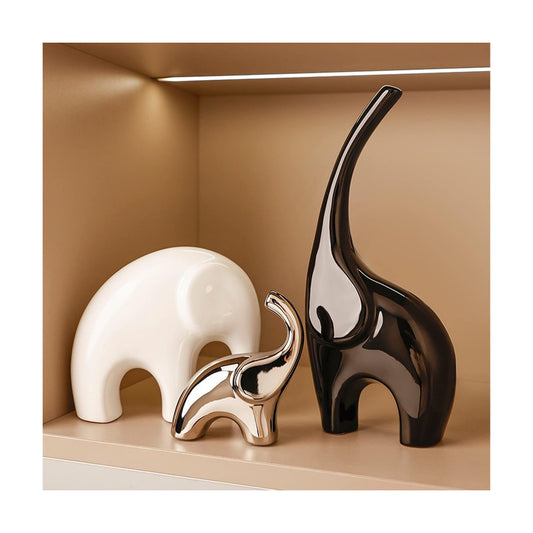 Shelf Modern Bookshelf Decor Figurines / Black, White and Bright Silver / 10 x 7 x 27