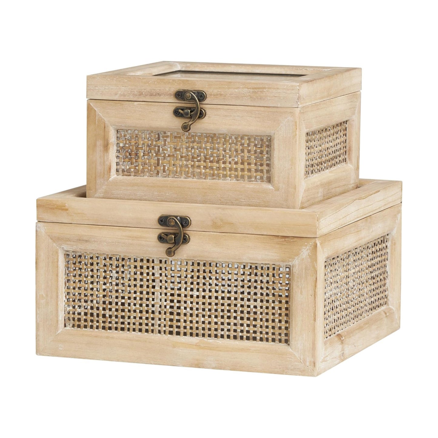 Rattan Side Panels and Hook Closures / 9", 7"W / Bronze