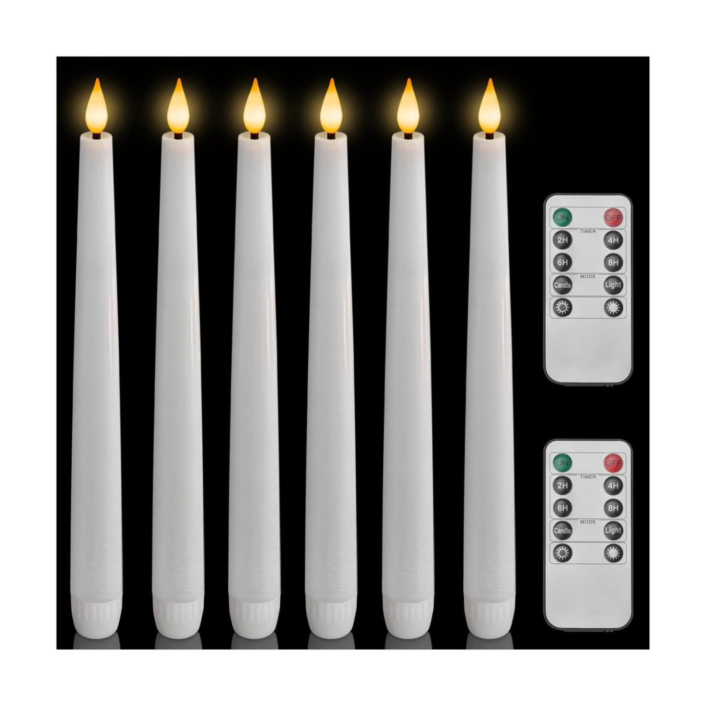 Homemory 6 Pcs Waxy Flameless Taper Candles with Remote, Led Candlesticks Classic Tall Candle, Flickering Battery